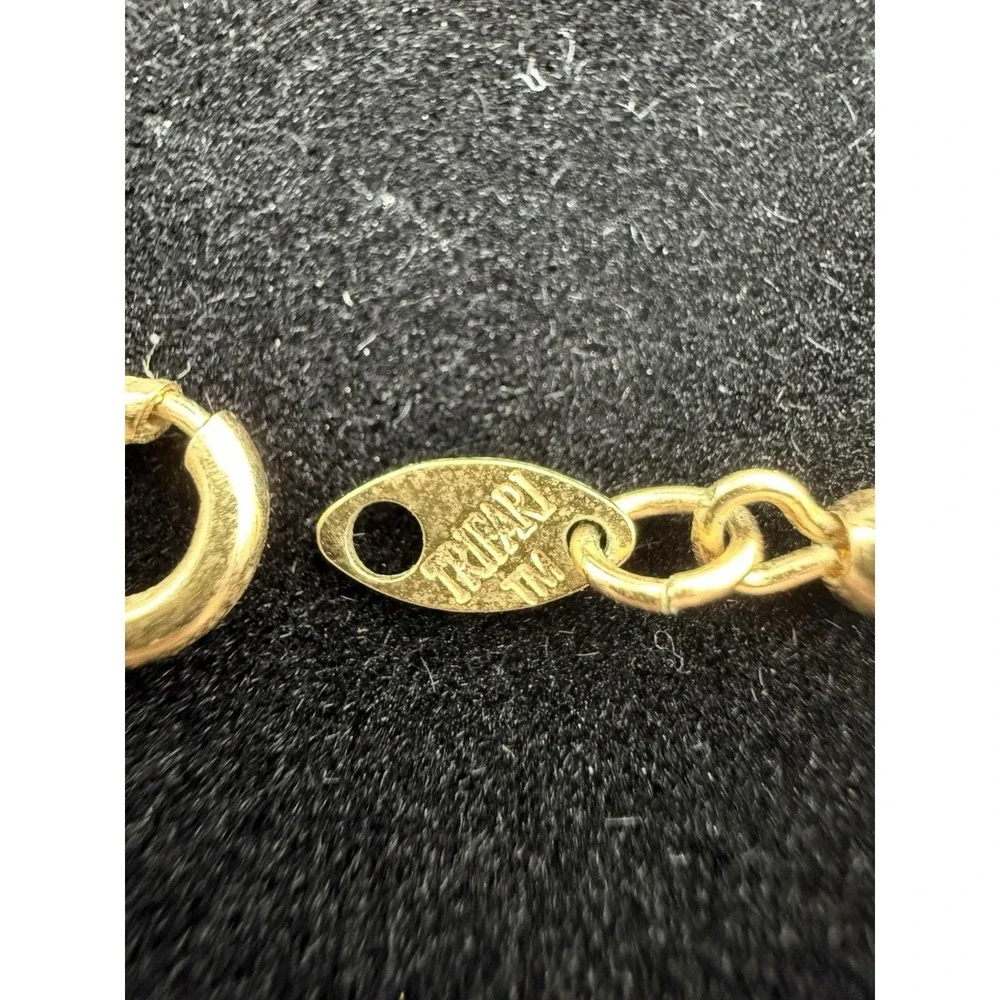 Vintage‎ 1990s Trifari Goldtone Filigree Teardrop Link Necklace – Signed Trifari